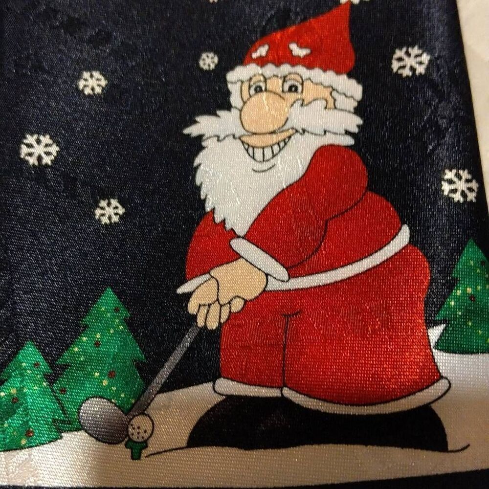 Hallmark Yule Tie Greetings Christmas Golfing Santa and Reindeers